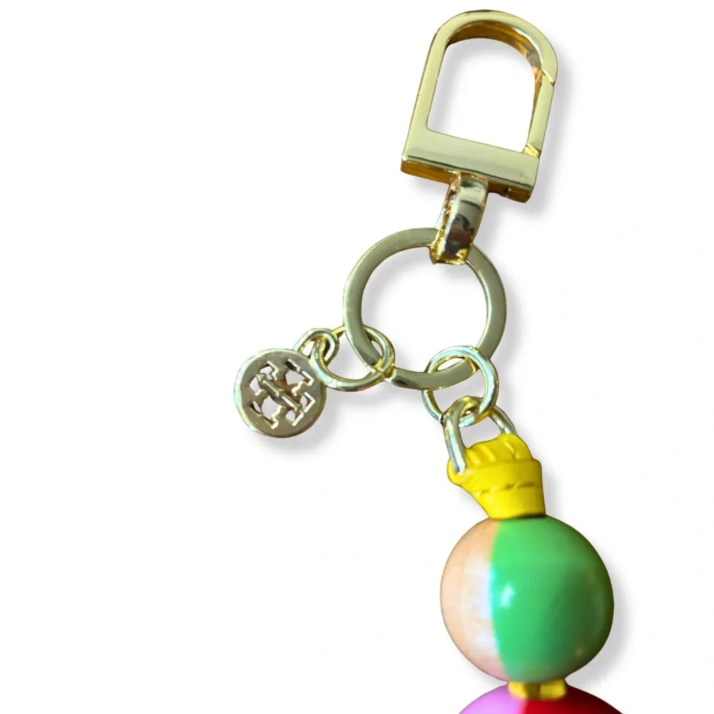 Tory Burch Leather Tassel Bag Charm / Keychain – Colorblock Beads - Picture 3 of 5